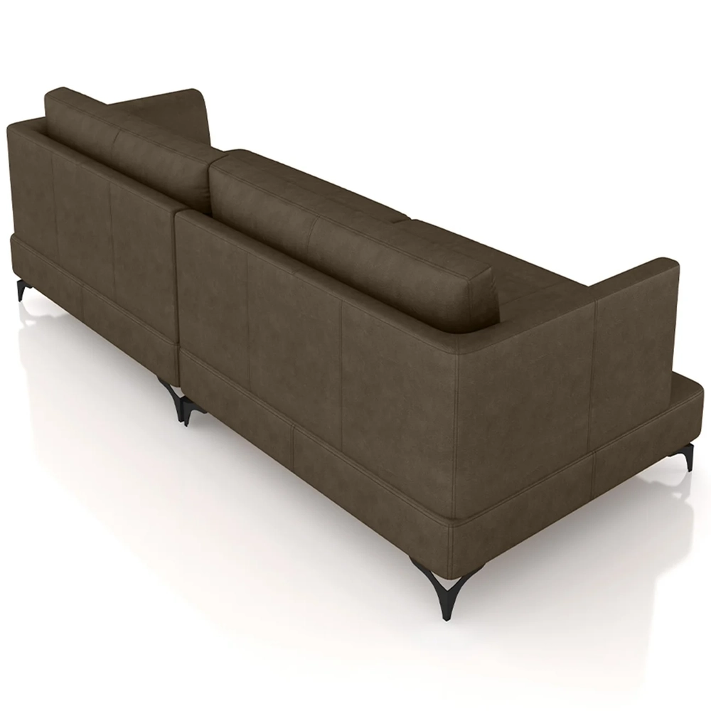 Sofá 2 Lugares Living 190cm Pé Ferro Soren Couro Castanho Z55 - Mpozenato