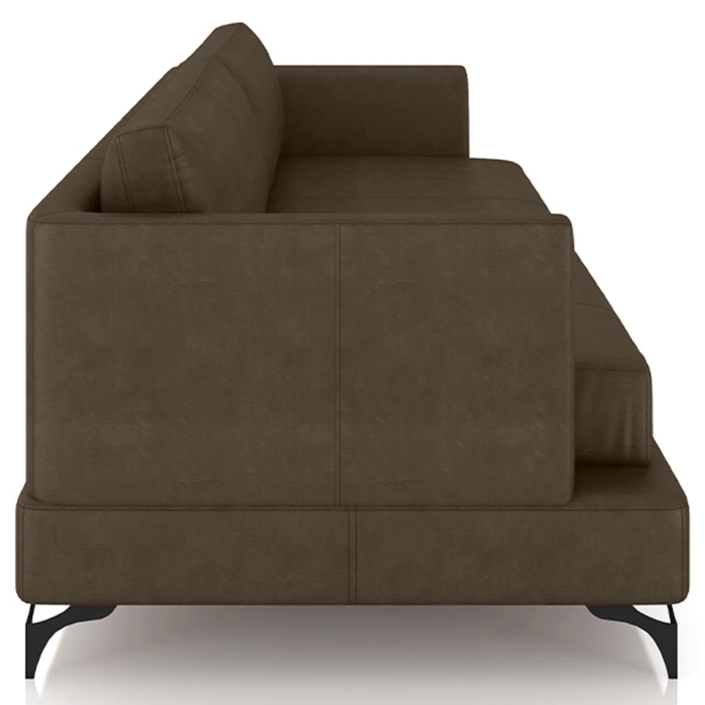 Sofá 2 Lugares Living 190cm Pé Ferro Soren Couro Castanho Z55 - Mpozenato
