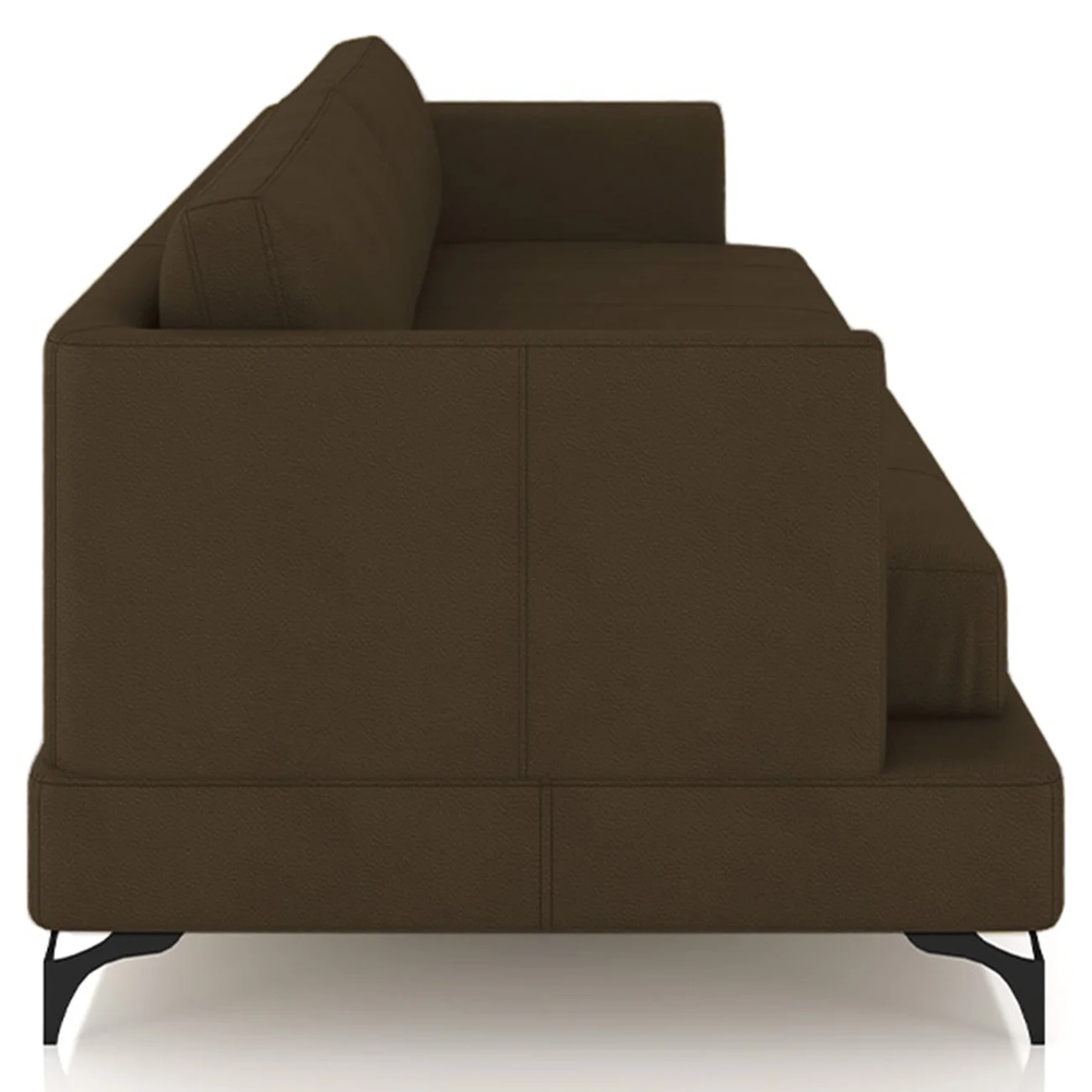 Sofá 3 Lugares Living 230cm Pé Ferro Soren Couro Capuccino Z55 - Mpozenato