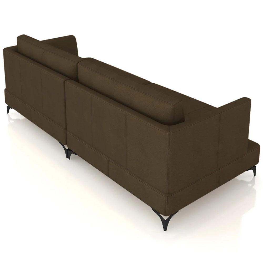 Sofá 3 Lugares Living 250cm Pé Ferro Soren Couro Capuccino Z55 - Mpozenato