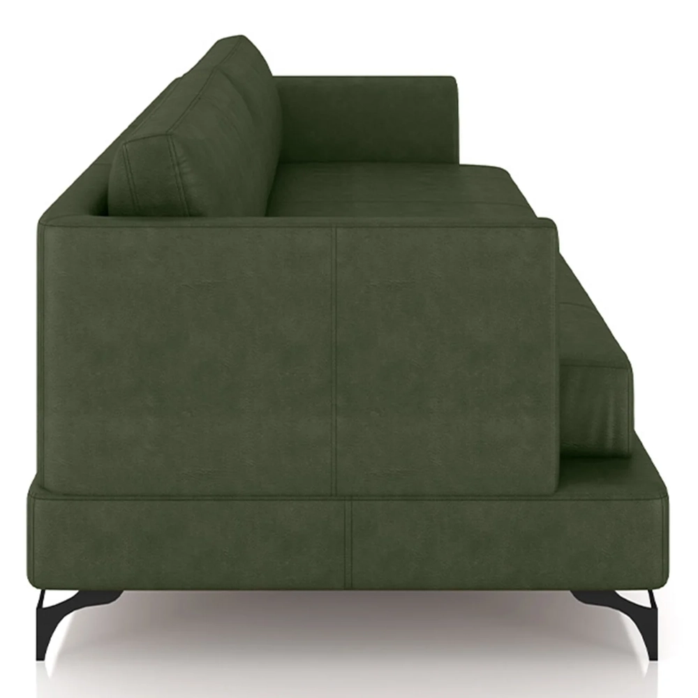 Sofá 2 Lugares Living 190cm Pé Ferro Soren Couro Verde Z55 - Mpozenato