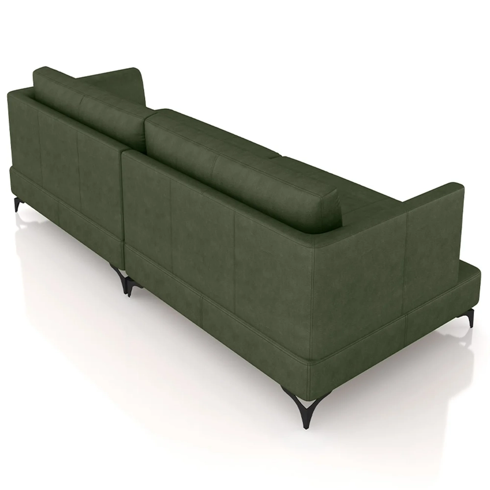 Sofá 2 Lugares Living 190cm Pé Ferro Soren Couro Verde Z55 - Mpozenato