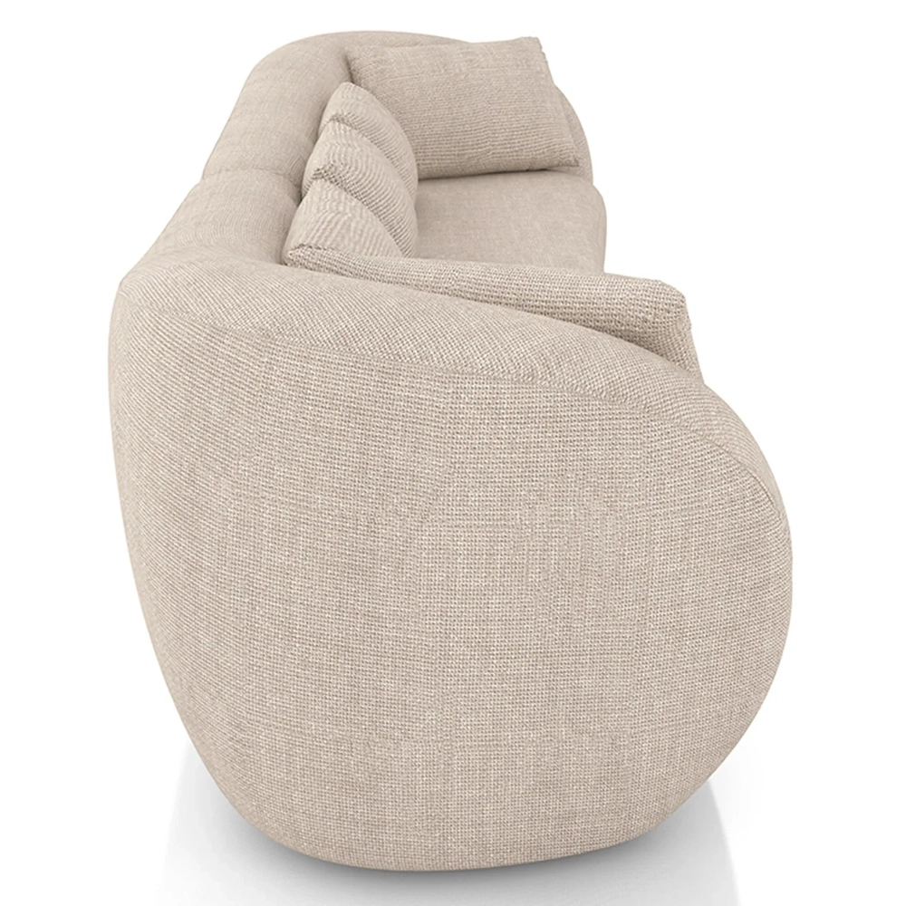 Sofá 3 Lugares 252cm Orgânico Pé Madeira Yume Linho Cru Z55 - Mpozenato