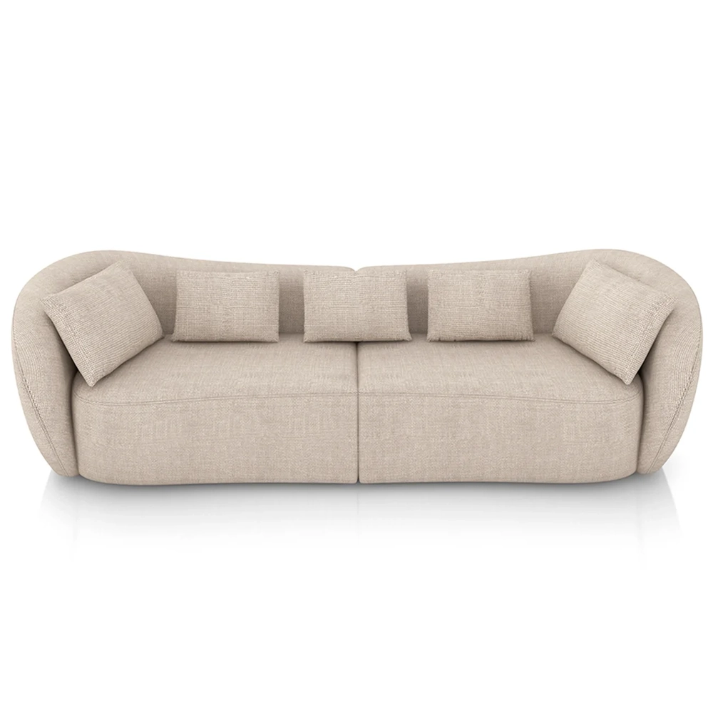 Sofá 3 Lugares 232cm Orgânico Pé Madeira Yume Linho Cru Z55 - Mpozenato