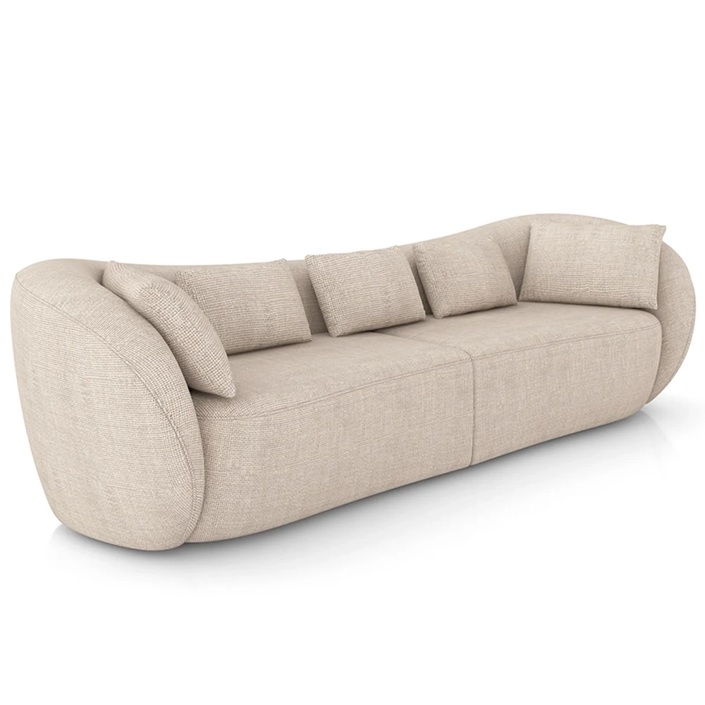 Sofá 2 Lugares 212cm Orgânico Pé Madeira Yume Linho Cru Z55 - Mpozenato