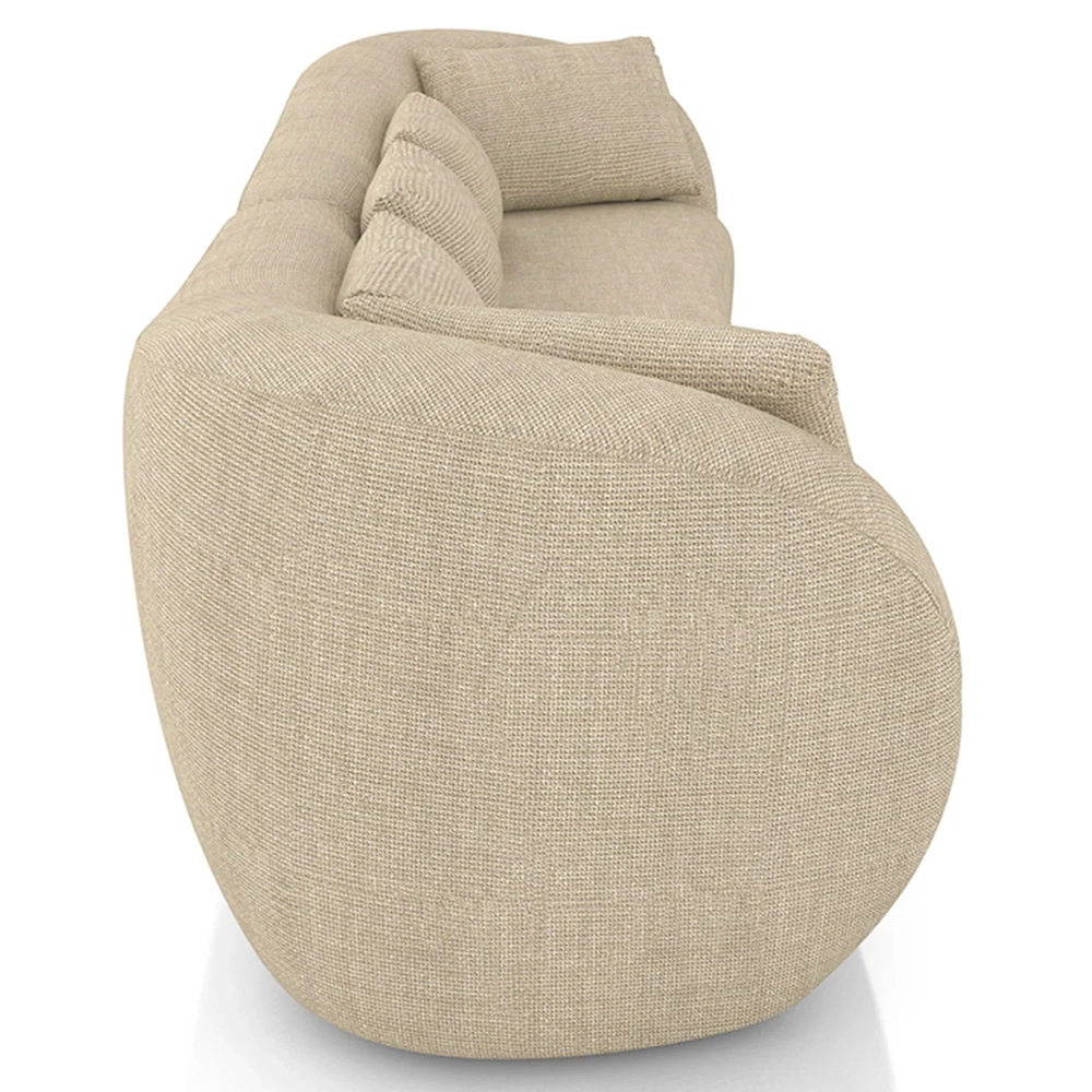 Sofá 3 Lugares 252cm Orgânico Pé Madeira Yume Linho Bege Z55 - Mpozenato