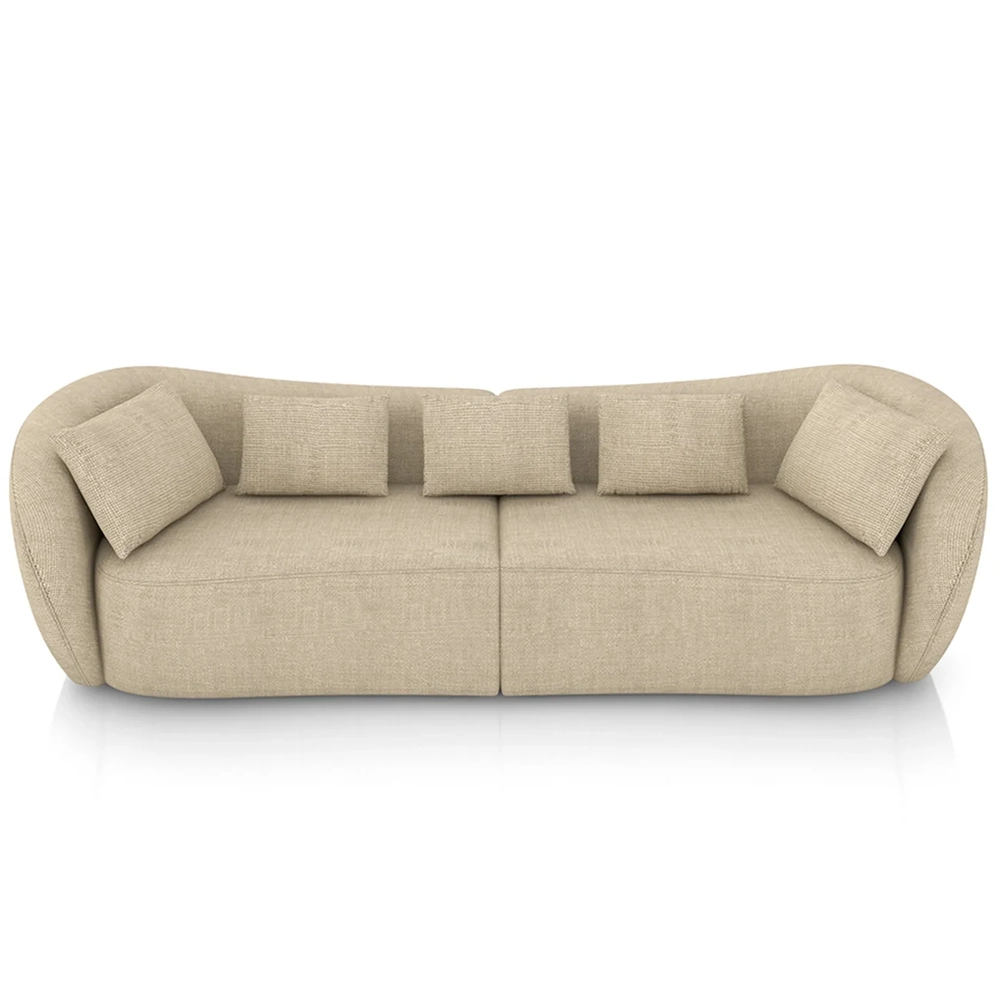 Sofá 3 Lugares 252cm Orgânico Pé Madeira Yume Linho Bege Z55 - Mpozenato