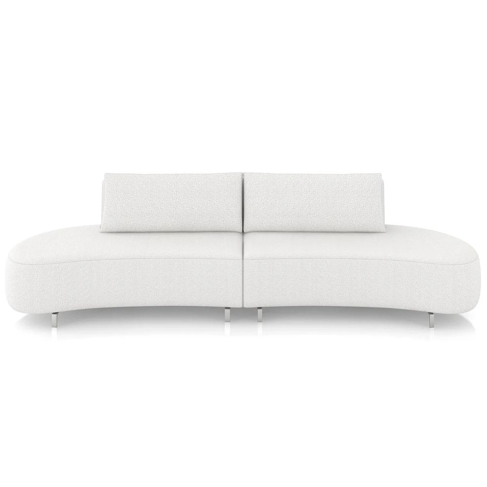 Sofá 2 Lugares 160cm Orgânico Pé Ferro Nagai Bouclê Branco Z55 - Mpozenato