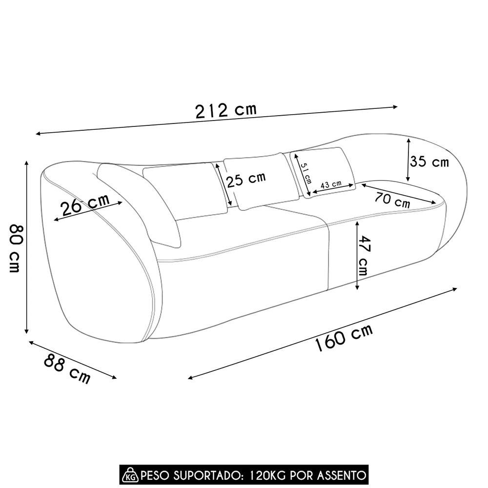 Sofá 2 Lugares 212cm Orgânico Pé Madeira Yume Linho Gelo Z55 - Mpozenato