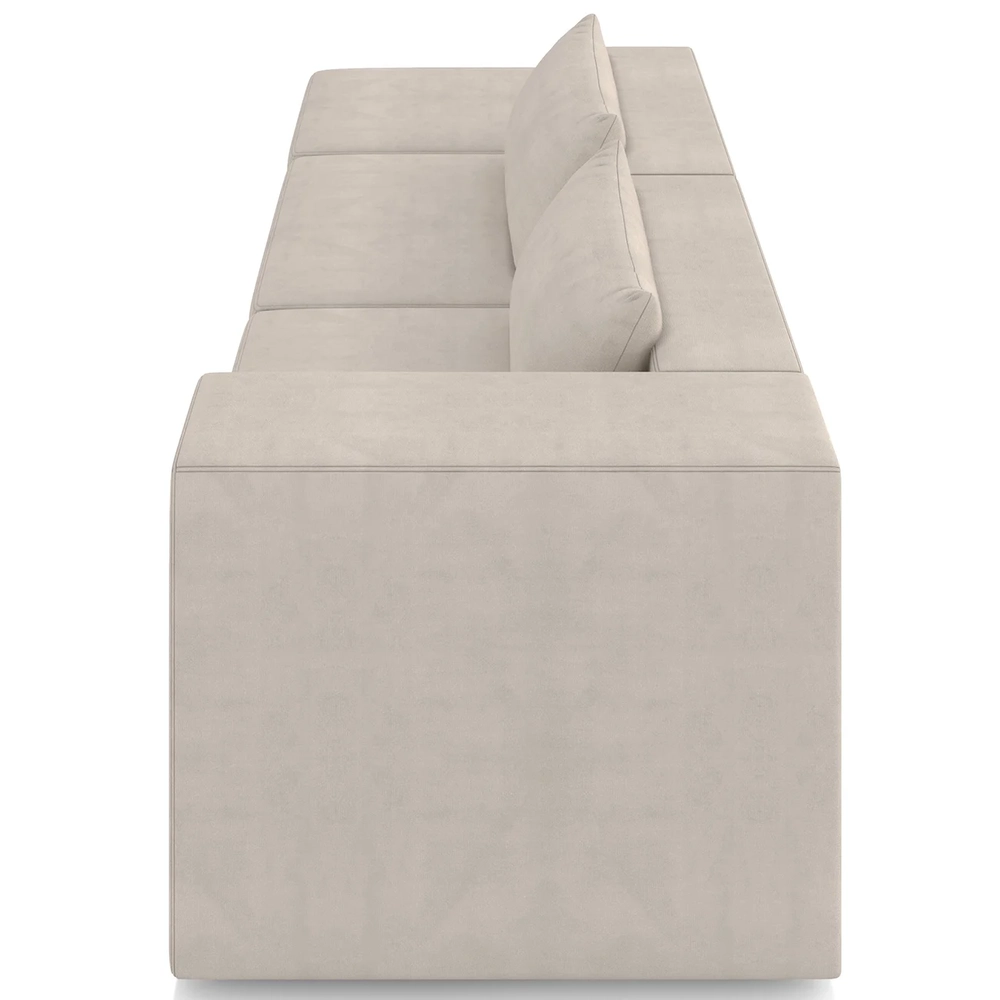 Sofá 5 Lugares 363cm Com Puff Esquerdo Fay Suede Bege Z55   - Mpozenato