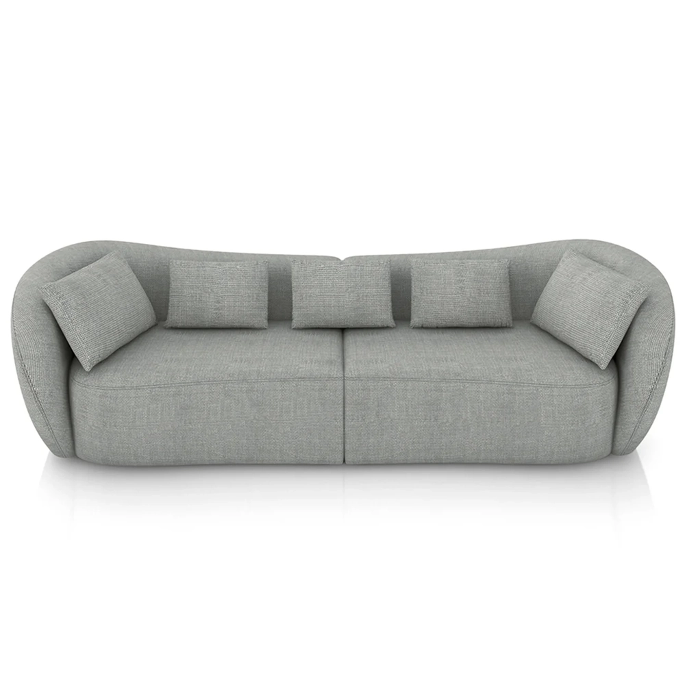 Sofá 3 Lugares 232cm Orgânico Pé Madeira Yume Linho Cinza Z55 - Mpozenato