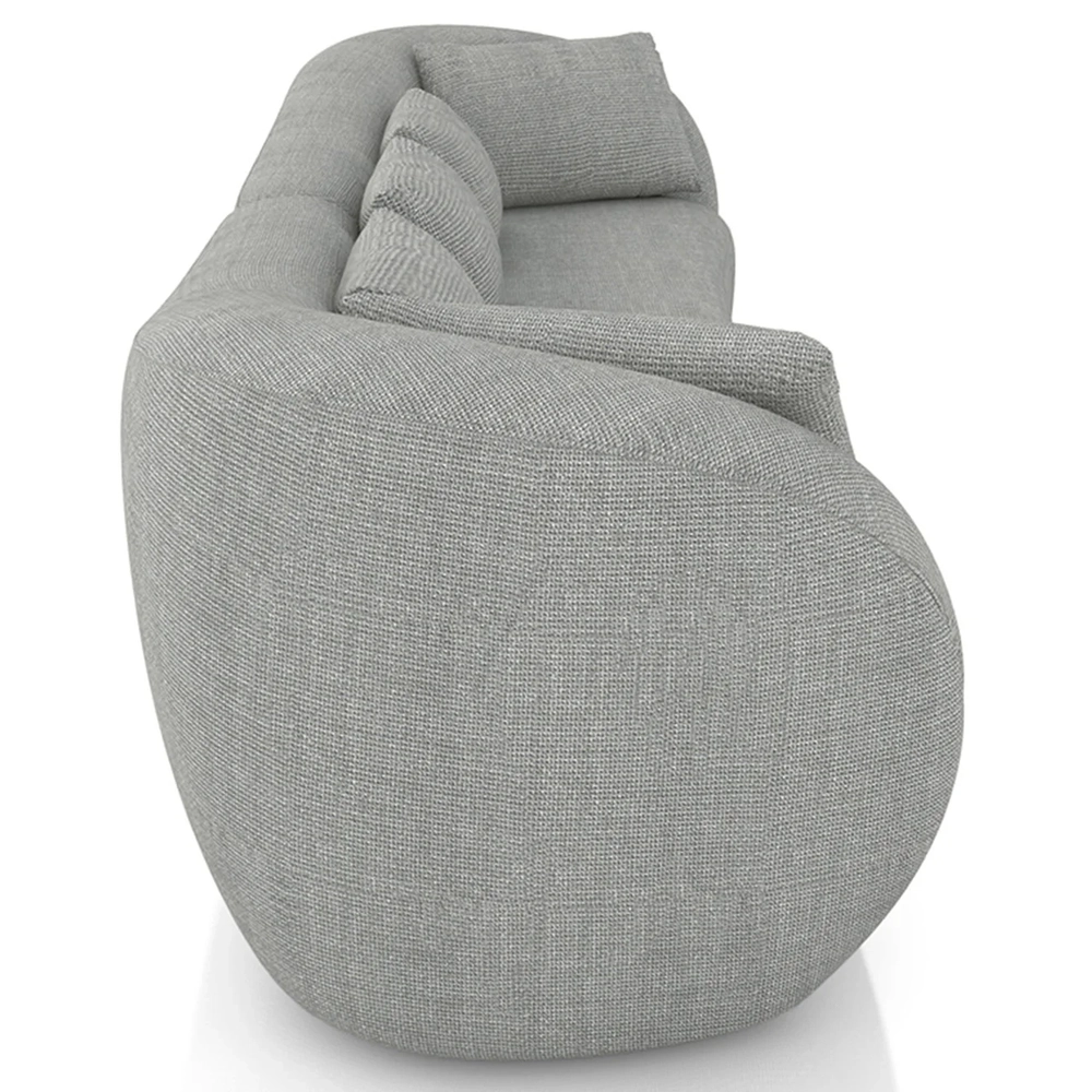 Sofá 3 Lugares 232cm Orgânico Pé Madeira Yume Linho Cinza Z55 - Mpozenato