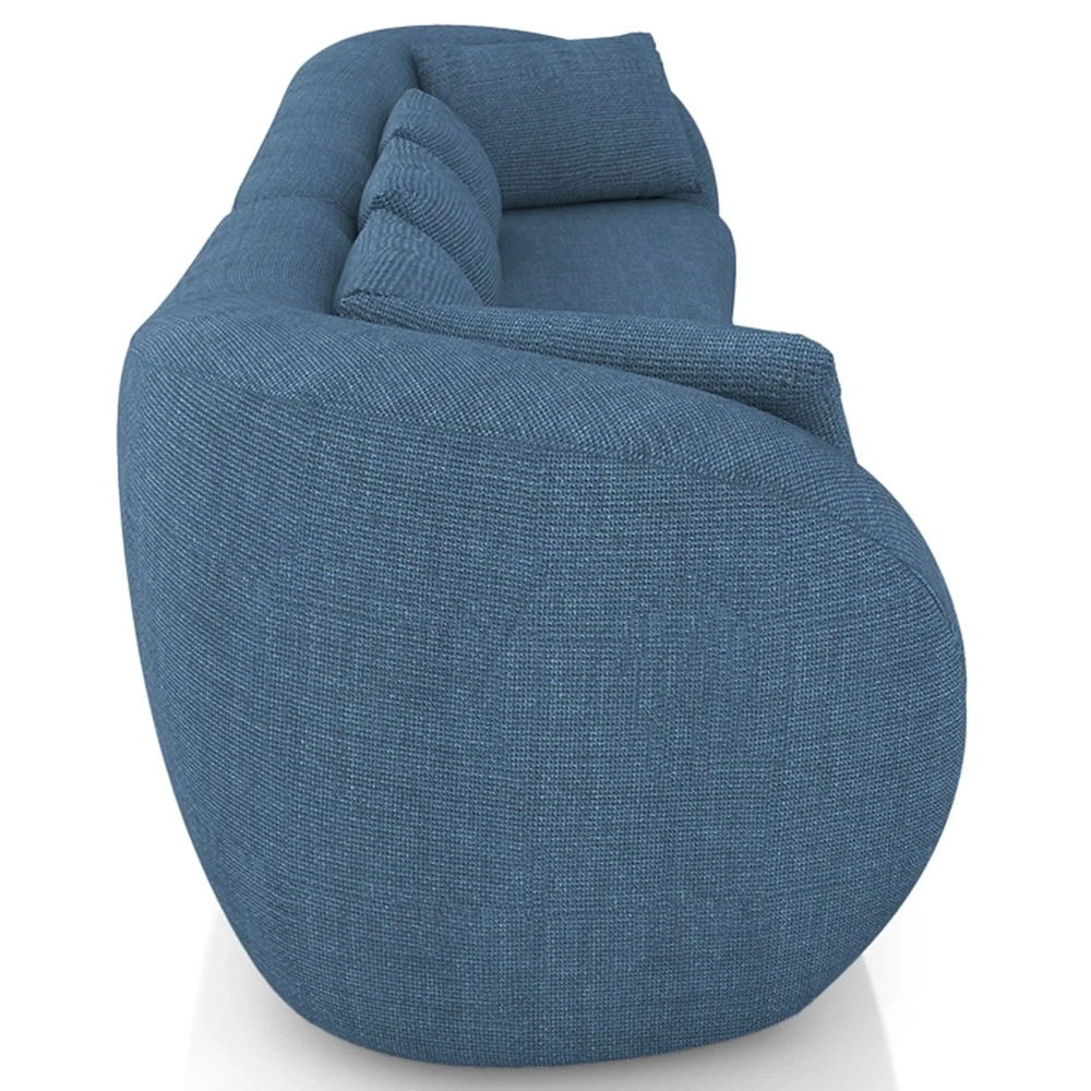 Sofá 3 Lugares 232cm Orgânico Pé Madeira Yume Linho Azul Z55 - Mpozenato