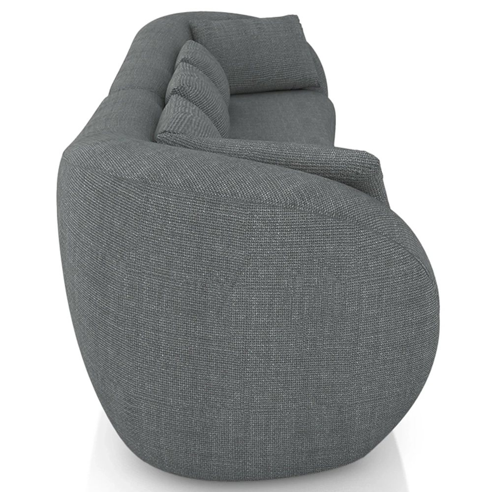 Sofá 3 Lugares 232cm Orgânico Pé Madeira Yume Linho Grafite Z55 - Mpozenato