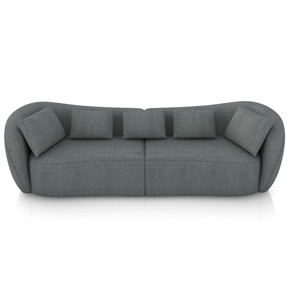 Sofá 3 Lugares 232cm Orgânico Pé Madeira Yume Linho Grafite Z55 - Mpozenato