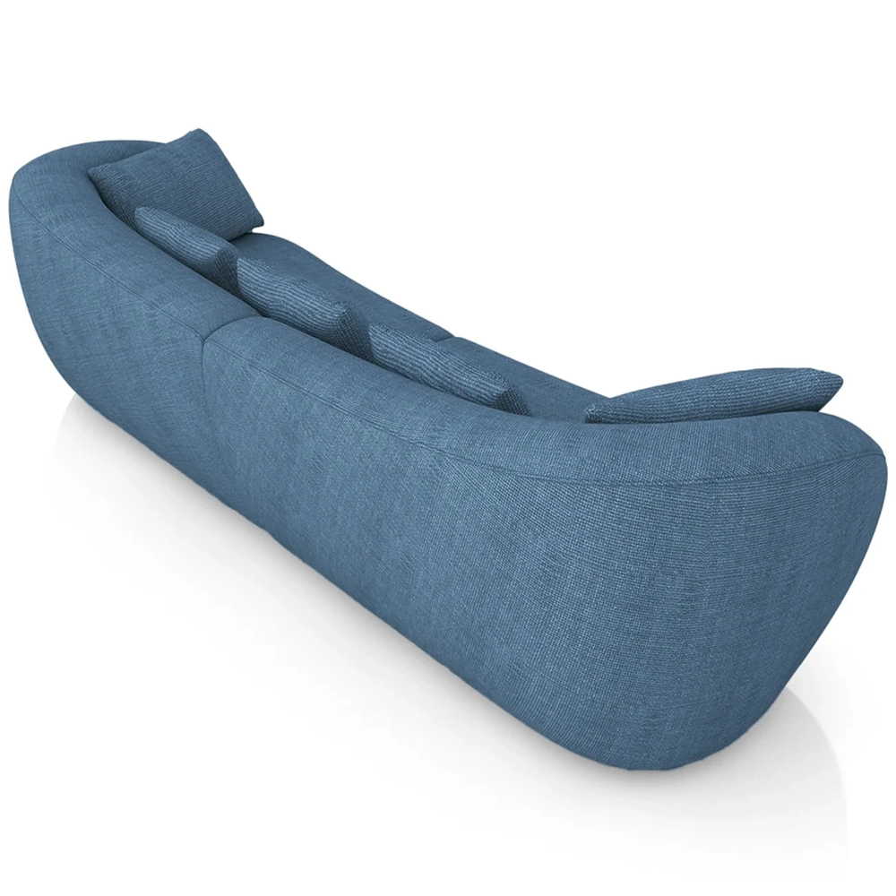 Sofá 3 Lugares 272cm Orgânico Pé Madeira Yume Linho Azul Z55 - Mpozenato