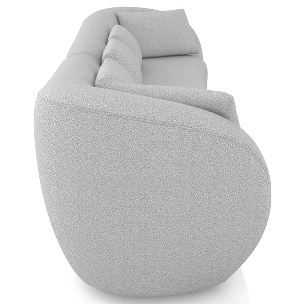 Sofá 3 Lugares 252cm Orgânico Pé Madeira Yume Bouclê Cinza Z55 - Mpozenato