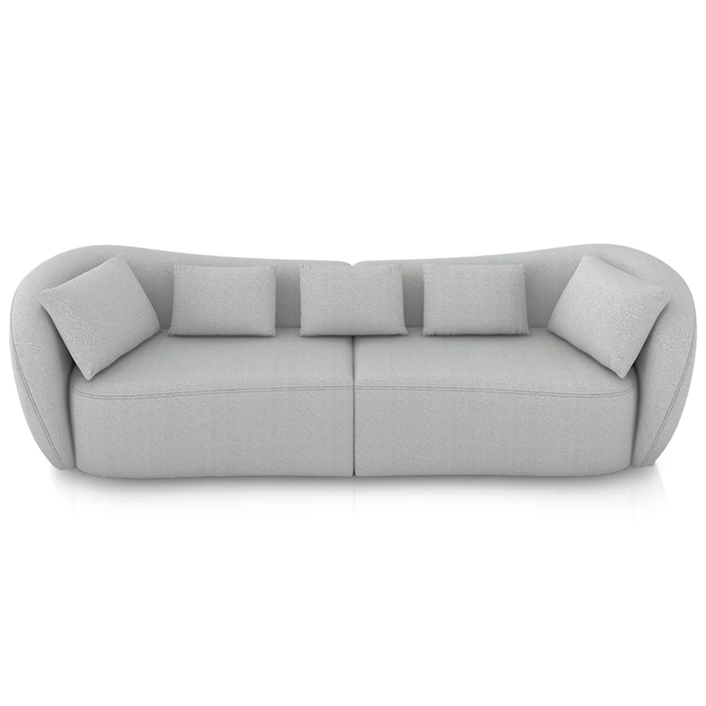 Sofá 3 Lugares 232cm Orgânico Pé Madeira Yume Bouclê Cinza Z55 - Mpozenato