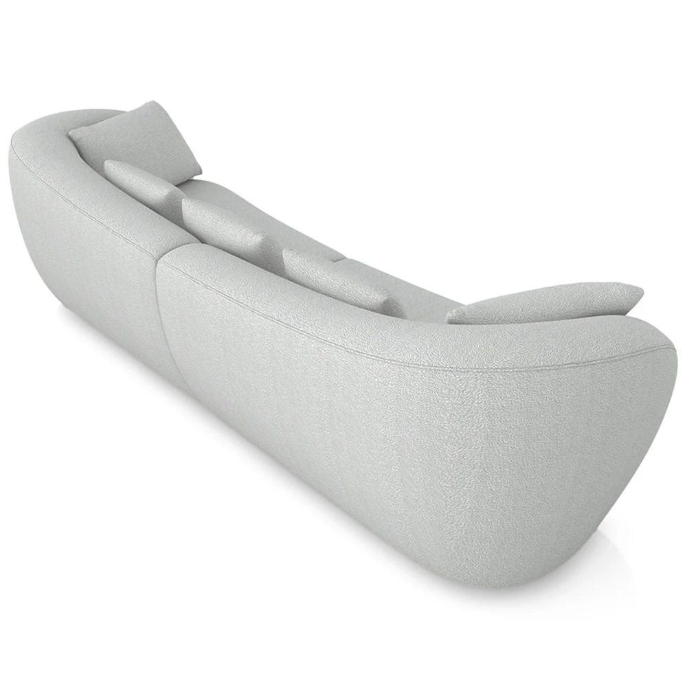 Sofá 4 Lugares 292cm Orgânico Pé Madeira Yume Bouclê Cinza Z55 - Mpozenato