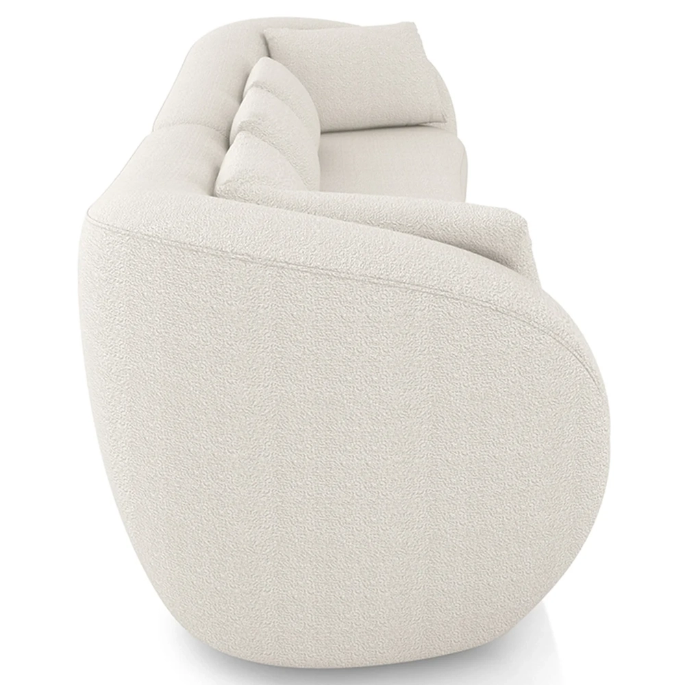 Sofá 3 Lugares 272cm Orgânico Pé Madeira Yume Bouclê Cru Z55 - Mpozenato