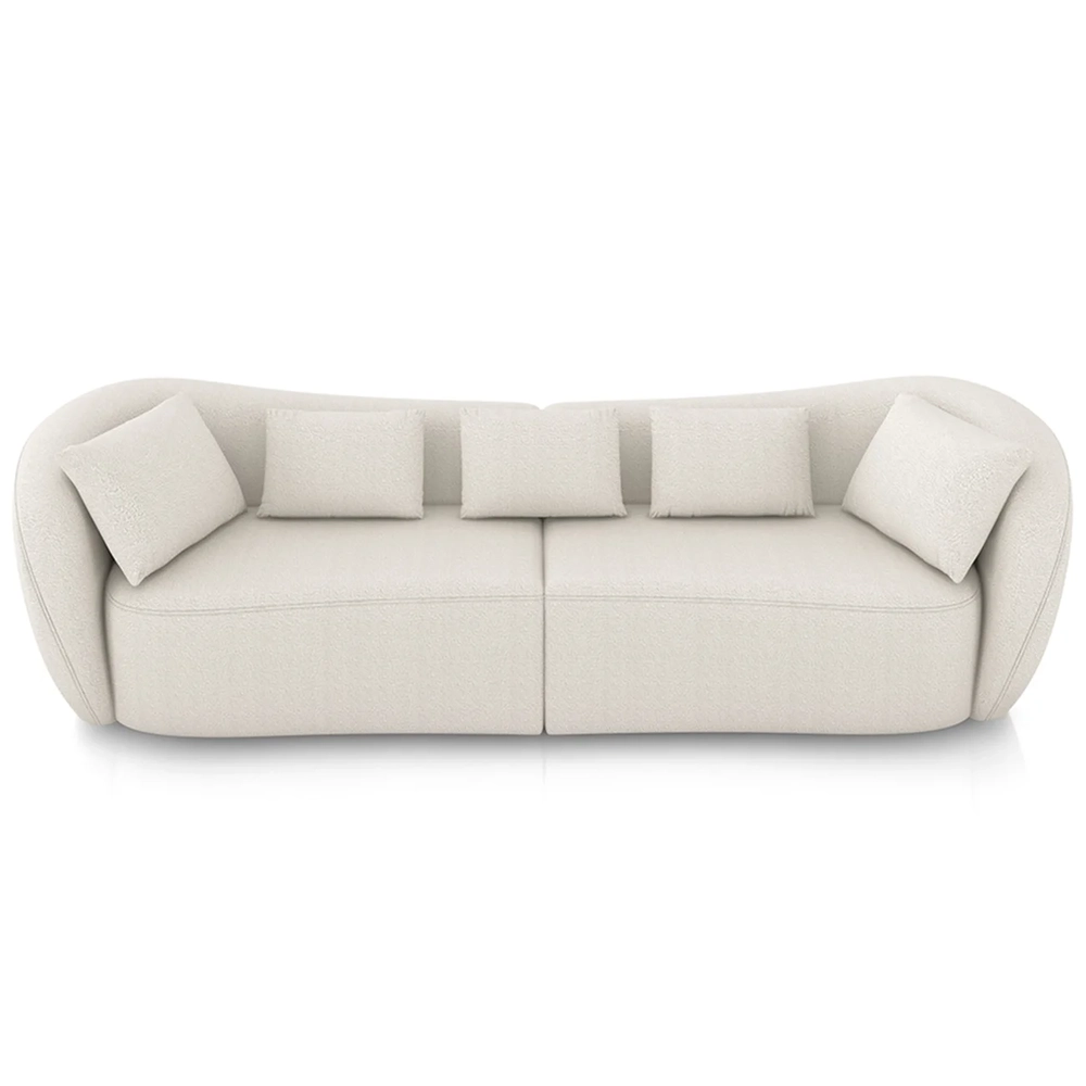 Sofá 4 Lugares 292cm Orgânico Pé Madeira Yume Bouclê Cru Z55 - Mpozenato