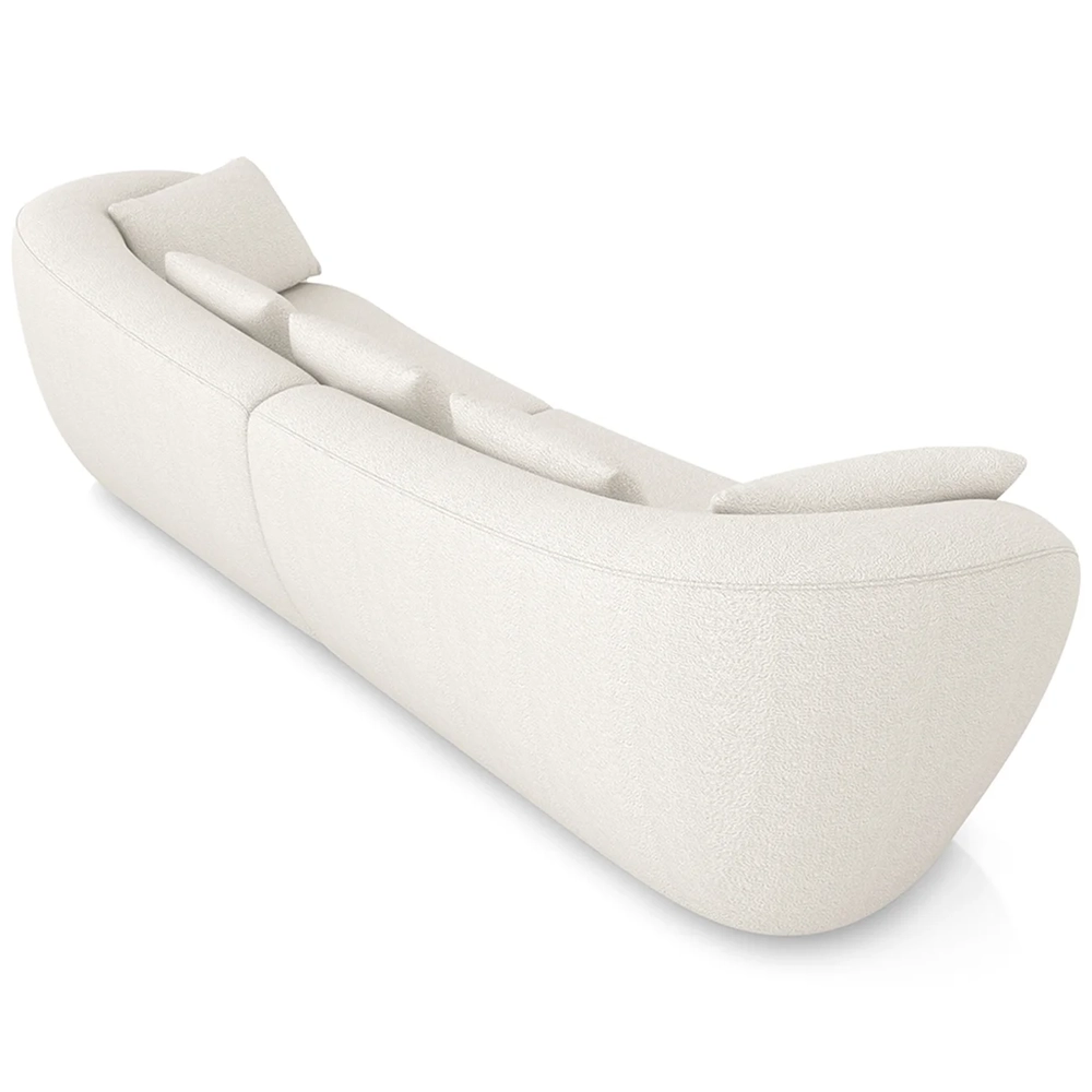 Sofá 4 Lugares 292cm Orgânico Pé Madeira Yume Bouclê Cru Z55 - Mpozenato