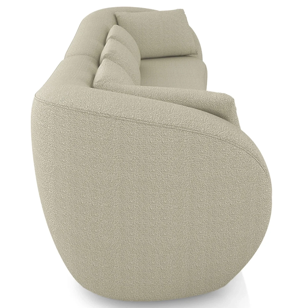 Sofá 3 Lugares 272cm Orgânico Pé Madeira Yume Bouclê Bege Z55 - Mpozenato