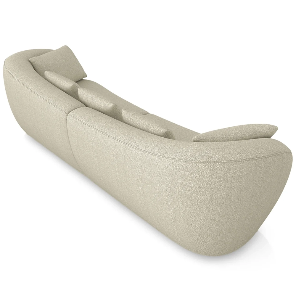 Sofá 3 Lugares 272cm Orgânico Pé Madeira Yume Bouclê Bege Z55 - Mpozenato