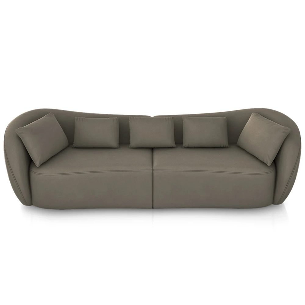 Sofá 3 Lugares 232cm Orgânico Pé Madeira Yume Veludo Marrom Z55 - Mpozenato