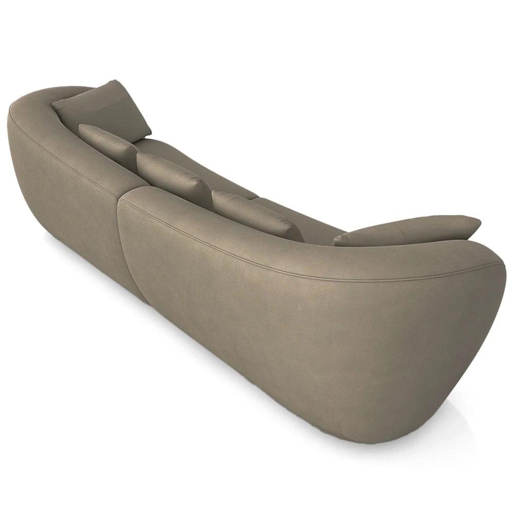 Sofá 3 Lugares 232cm Orgânico Pé Madeira Yume Veludo Marrom Z55 - Mpozenato