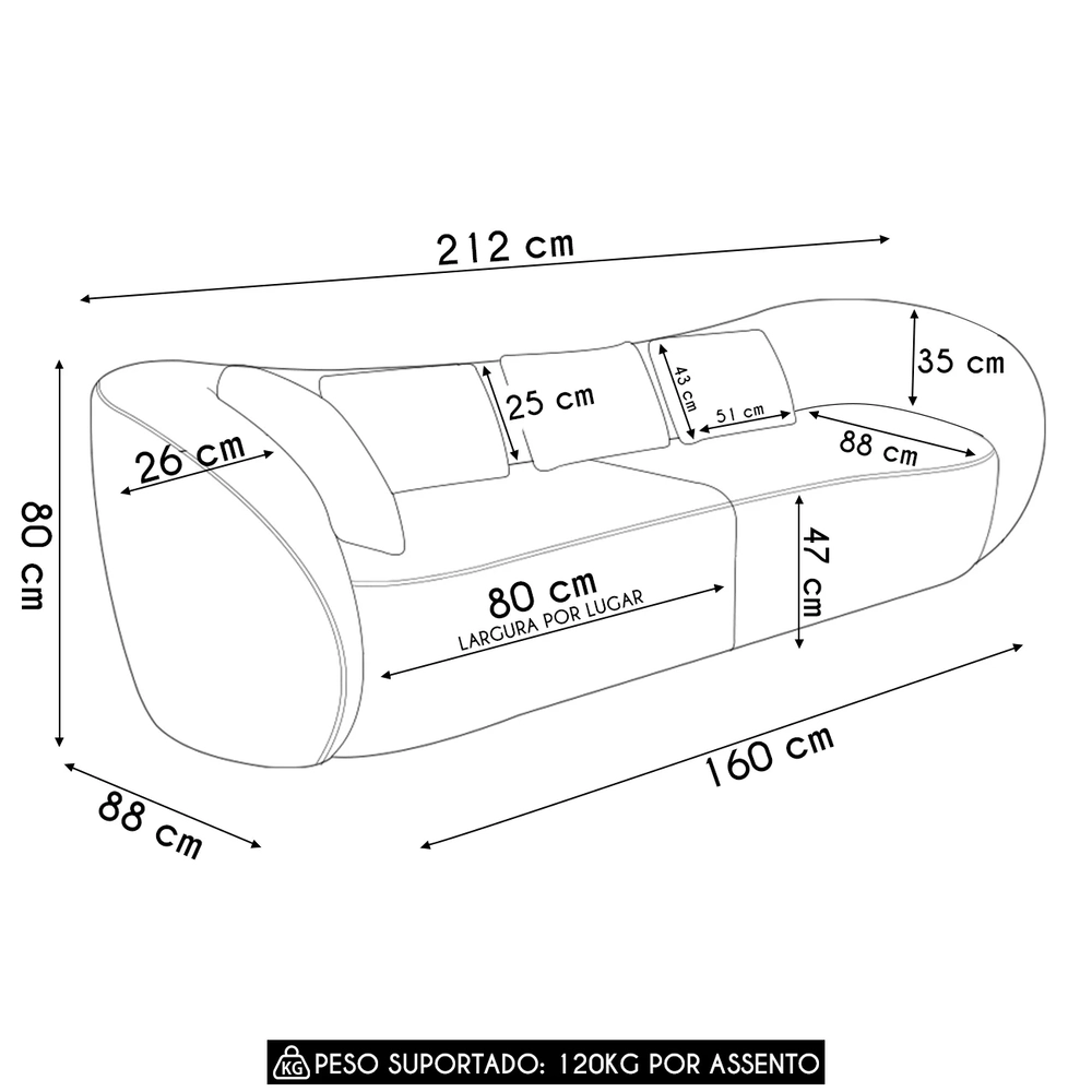 Sofá 2 Lugares 212cm Orgânico Pé Madeira Yume Veludo Marrom Z55 - Mpozenato