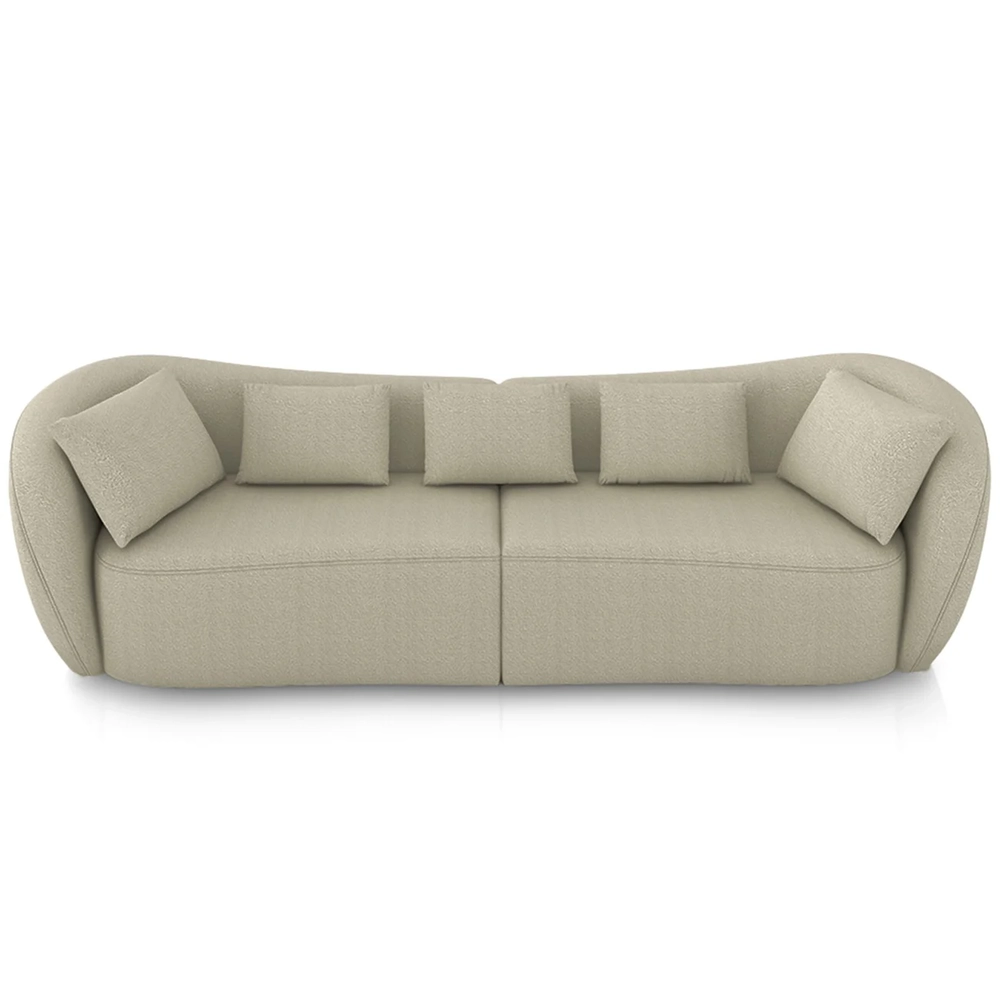 Sofá 4 Lugares 292cm Orgânico Pé Madeira Yume Bouclê Bege Z55 - Mpozenato