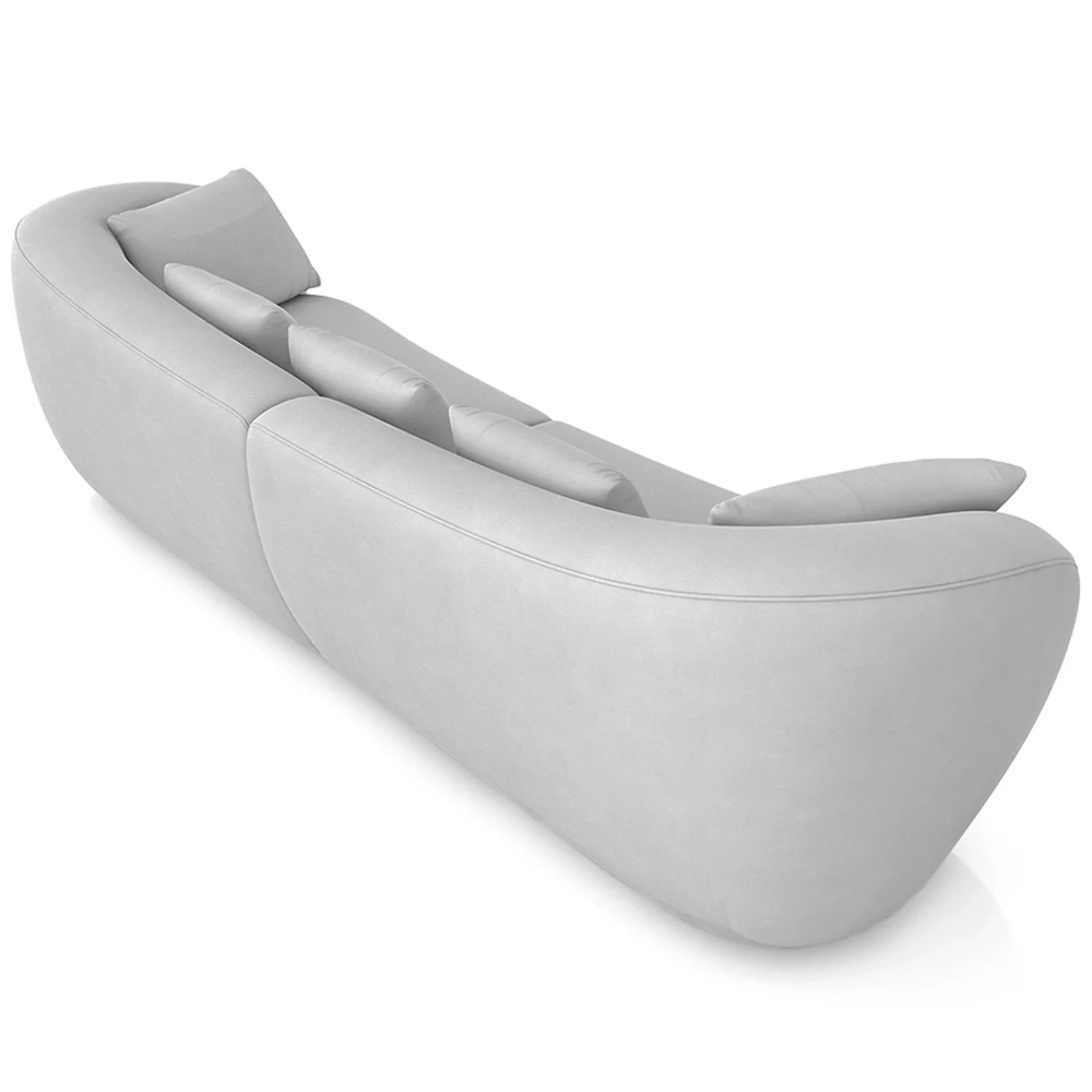 Sofá 3 Lugares 252cm Orgânico Pé Madeira Yume Veludo Cinza Z55 - Mpozenato