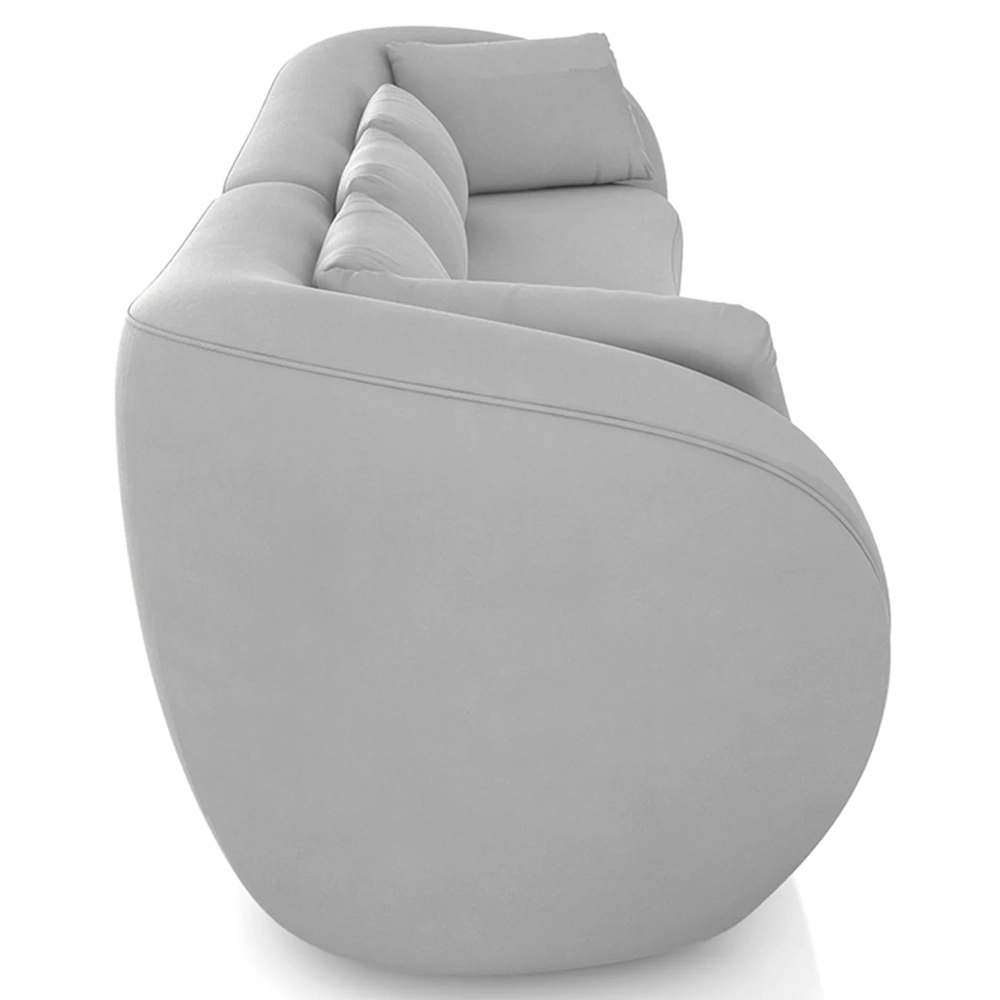 Sofá 3 Lugares 232cm Orgânico Pé Madeira Yume Veludo Cinza Z55 - Mpozenato