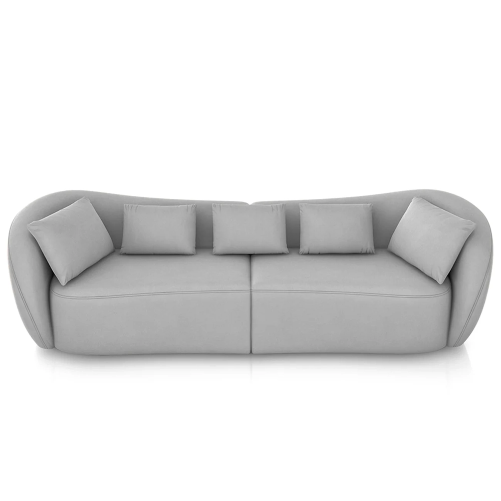 Sofá 4 Lugares 292cm Orgânico Pé Madeira Yume Veludo Cinza Z55 - Mpozenato