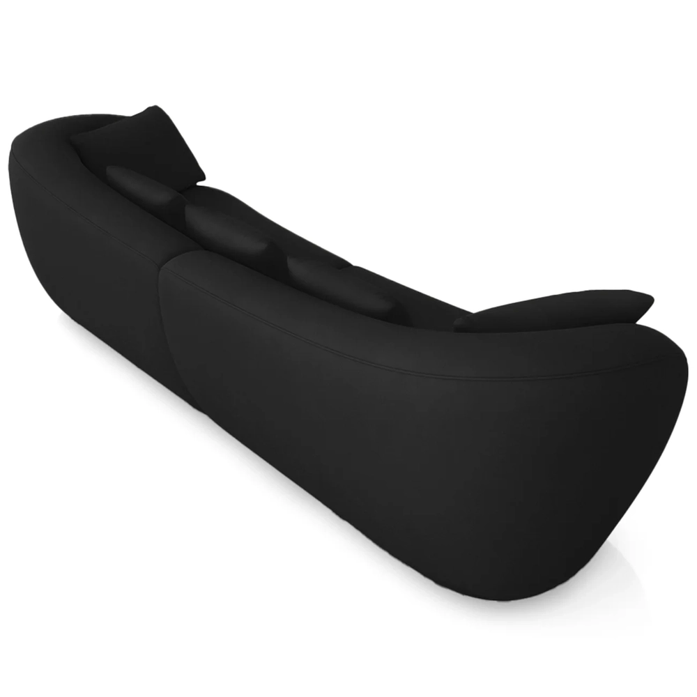 Sofá 3 Lugares 272cm Orgânico Pé Madeira Yume Veludo Preto Z55 - Mpozenato