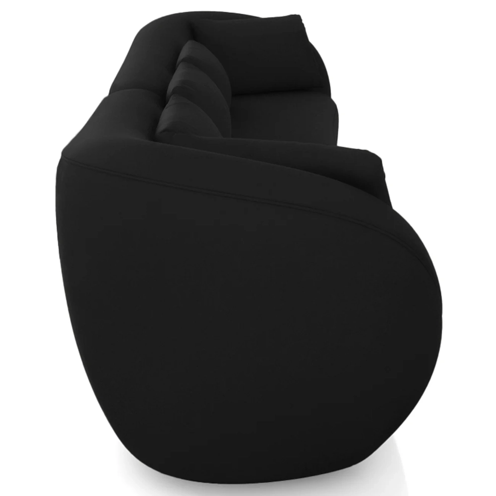 Sofá 3 Lugares 232cm Orgânico Pé Madeira Yume Veludo Preto Z55 - Mpozenato