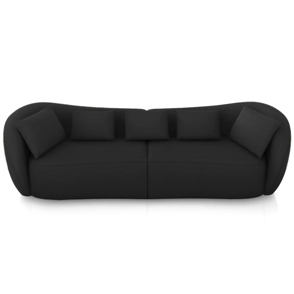 Sofá 3 Lugares 252cm Orgânico Pé Madeira Yume Veludo Preto Z55 - Mpozenato