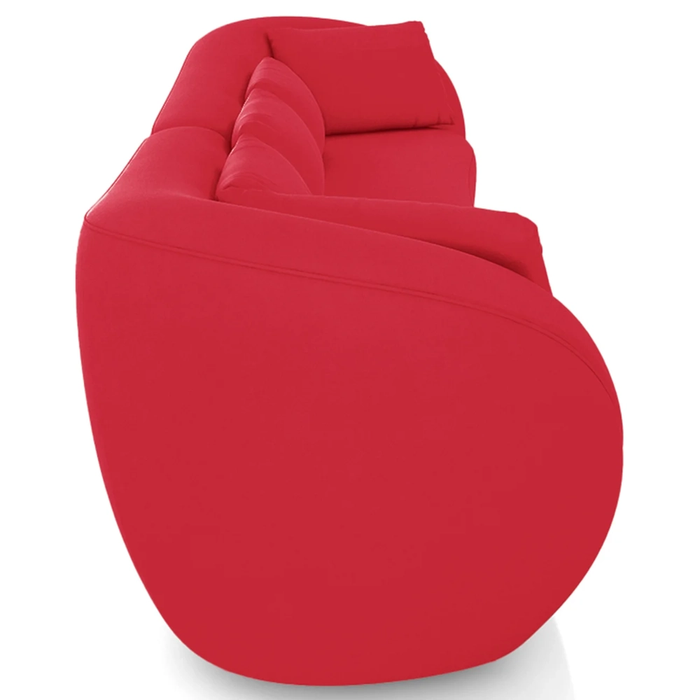 Sofá 3 Lugares 232cm Orgânico Pé Madeira Yume Veludo Vermelho Z55 - Mpozenato