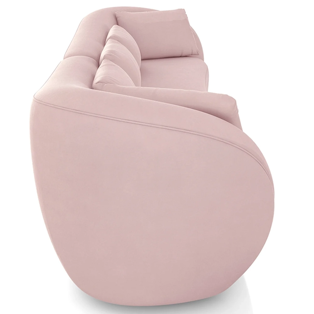 Sofá 3 Lugares 232cm Orgânico Pé Madeira Yume Veludo Rose Z55 - Mpozenato