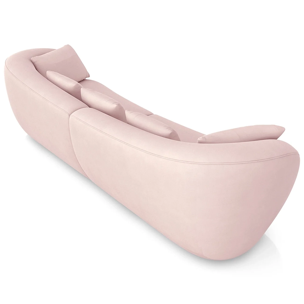 Sofá 3 Lugares 252cm Orgânico Pé Madeira Yume Veludo Rose Z55 - Mpozenato