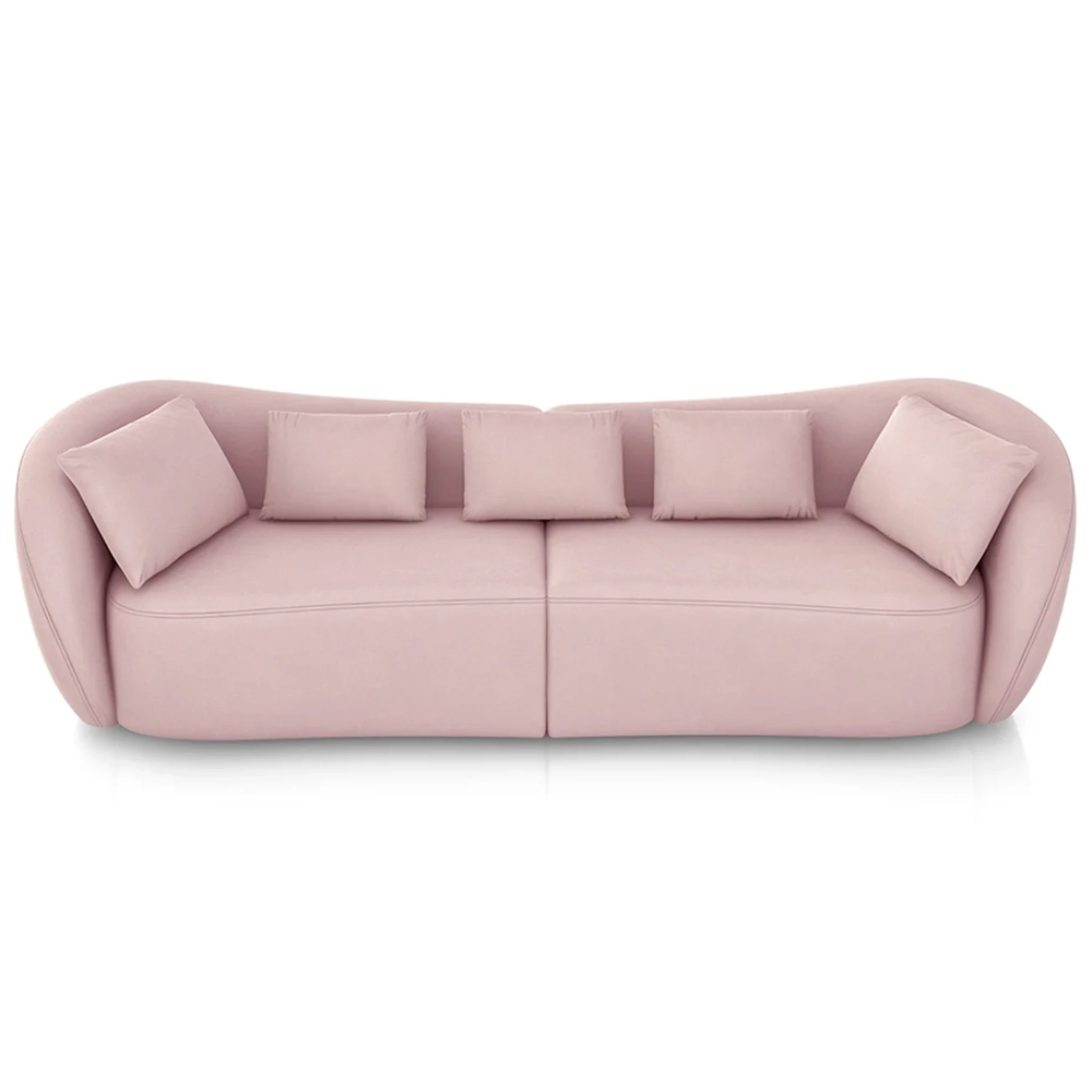 Sofá 3 Lugares 252cm Orgânico Pé Madeira Yume Veludo Rose Z55 - Mpozenato