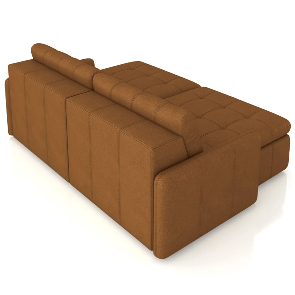 Sofá Retrátil 3 Lugares Para Sala 204cm Elios Couro Telha Z55 - Mpozenato