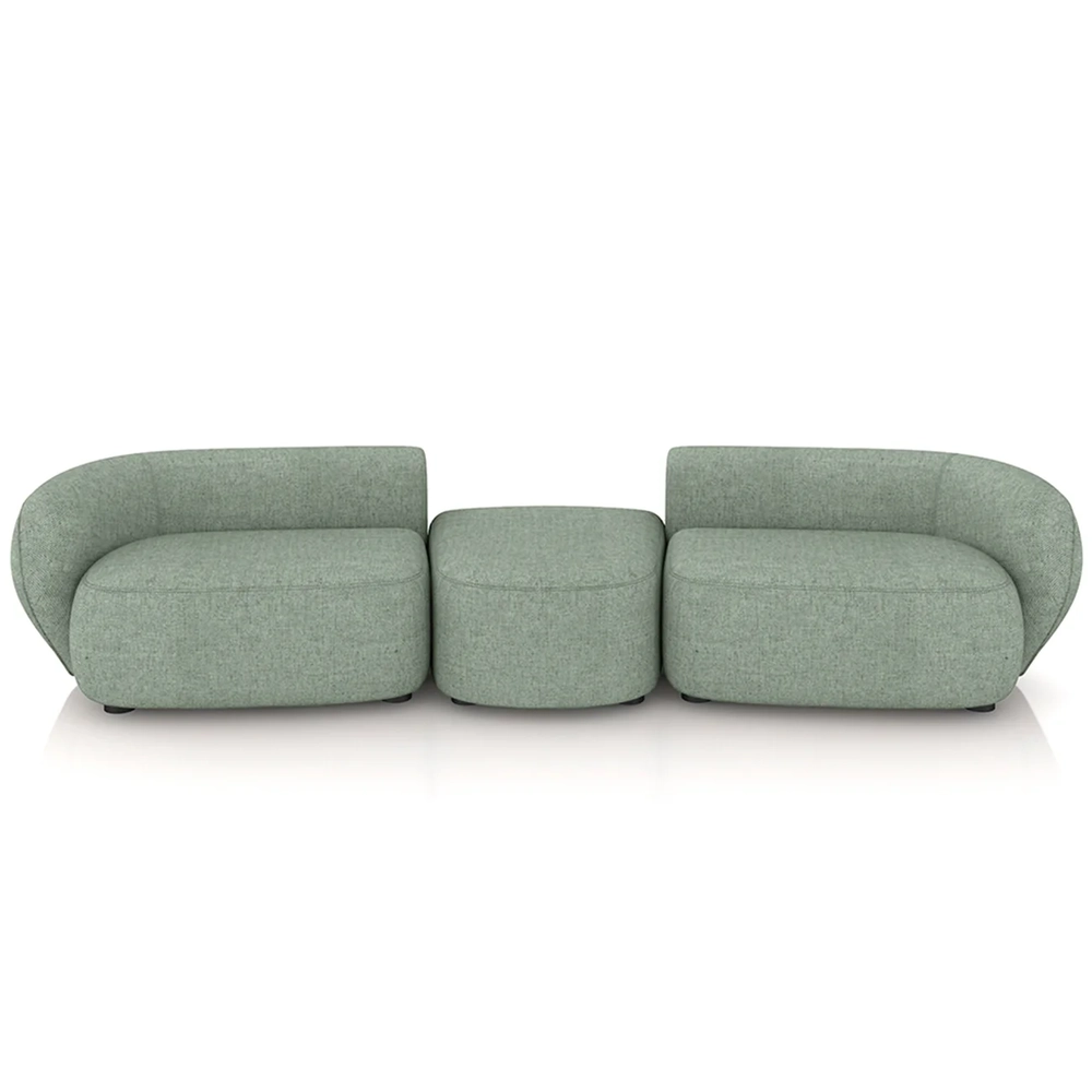 Sofá 4 Lugares Com Puff 322cm Orgânico Lyor Linho Verde Z55 - Mpozenato