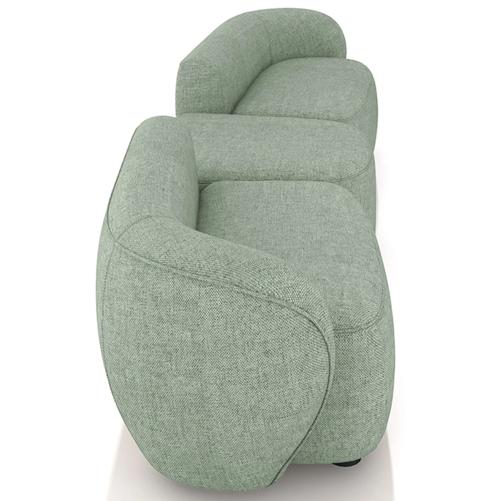 Sofá 5 Lugares Com Puff 362cm Orgânico Lyor Linho Verde Z55 - Mpozenato