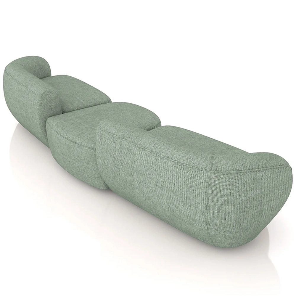 Sofá 5 Lugares Com Puff 362cm Orgânico Lyor Linho Verde Z55 - Mpozenato