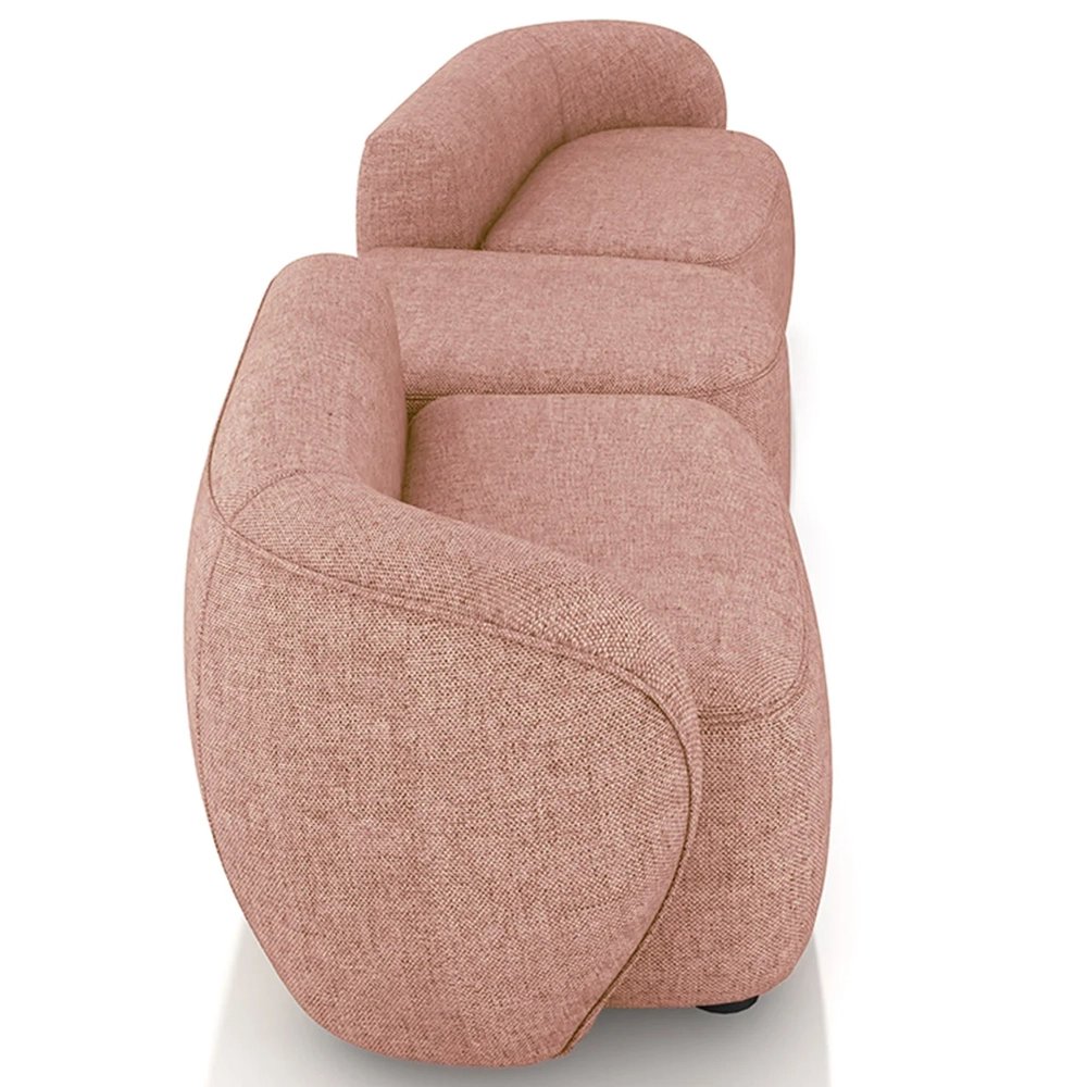 Sofá 5 Lugares Com Puff 362cm Orgânico Lyor Linho Salmão Z55 - Mpozenato