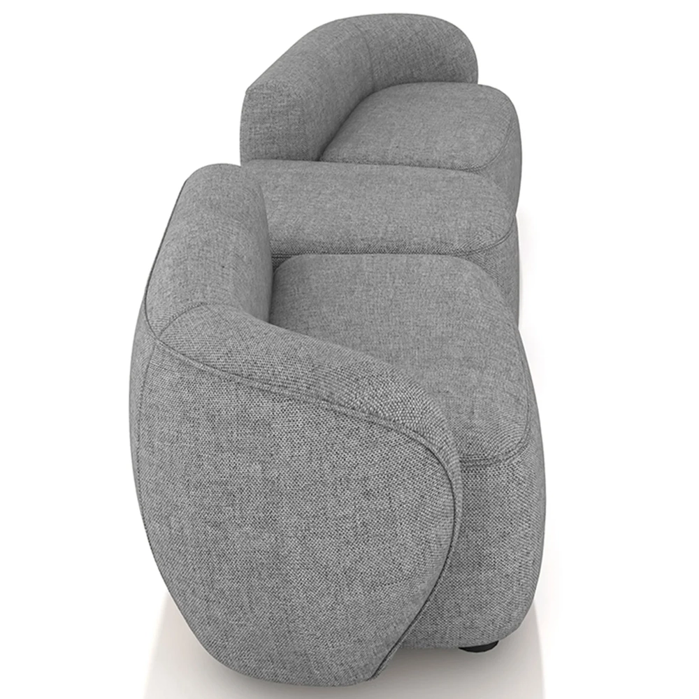 Sofá 4 Lugares Com Puff 322cm Orgânico Lyor Linho Cinza Z55 - Mpozenato