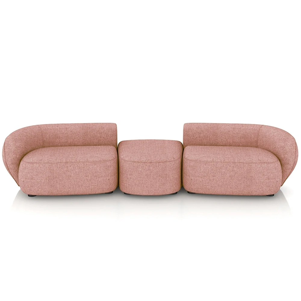 Sofá 5 Lugares Com Puff 382cm Orgânico Lyor Linho Salmão Z55 - Mpozenato