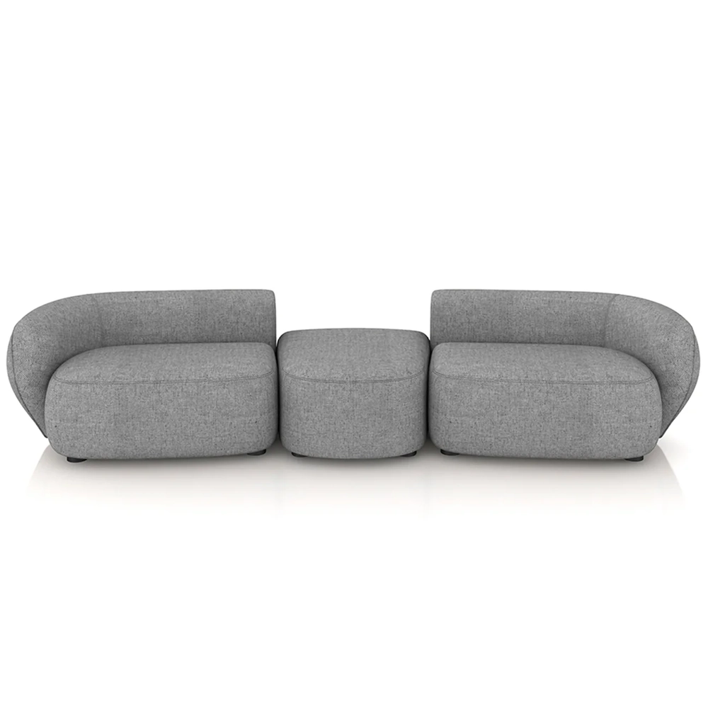 Sofá 5 Lugares Com Puff 362cm Orgânico Lyor Linho Cinza Z55 - Mpozenato